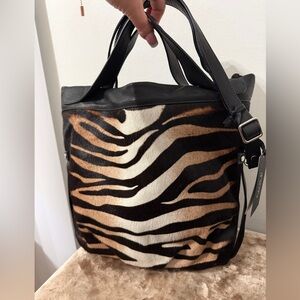 Carol J Gianni Notaro Made in Italy Genuine Leather &Calf Hair Zebra Tote BagNWT